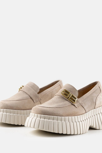 Scarpe stringate beige in suede con platform Karino