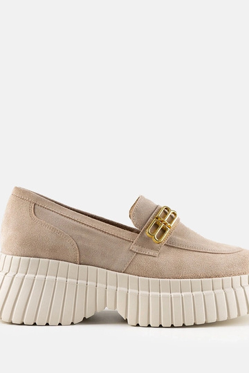 Scarpe stringate beige in suede con platform Karino 2