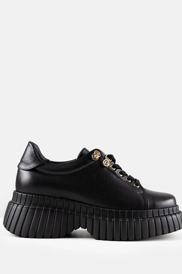 Sneakers nere in pelle con...