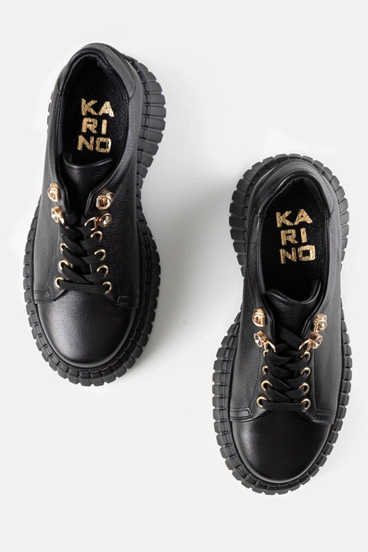 Sneakers nere in pelle con platform...