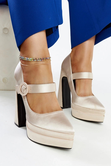 Décolleté beige chiaro con...