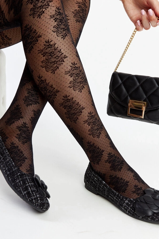 Ballerine nere con fiore decorativo...