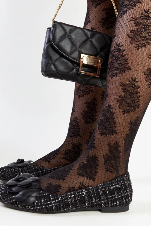 Ballerine nere con fiore decorativo...