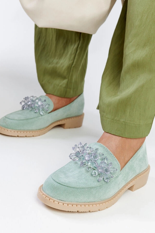 Mocassini in pelle scamosciata verde...