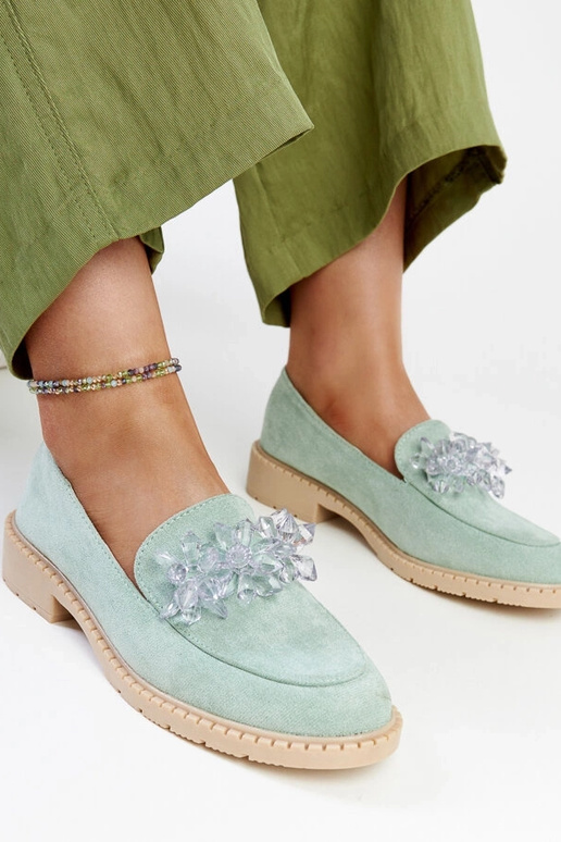 Mocassini in pelle scamosciata verde...