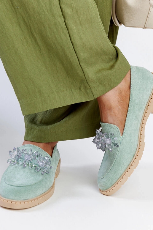 Mocassini in pelle scamosciata verde...