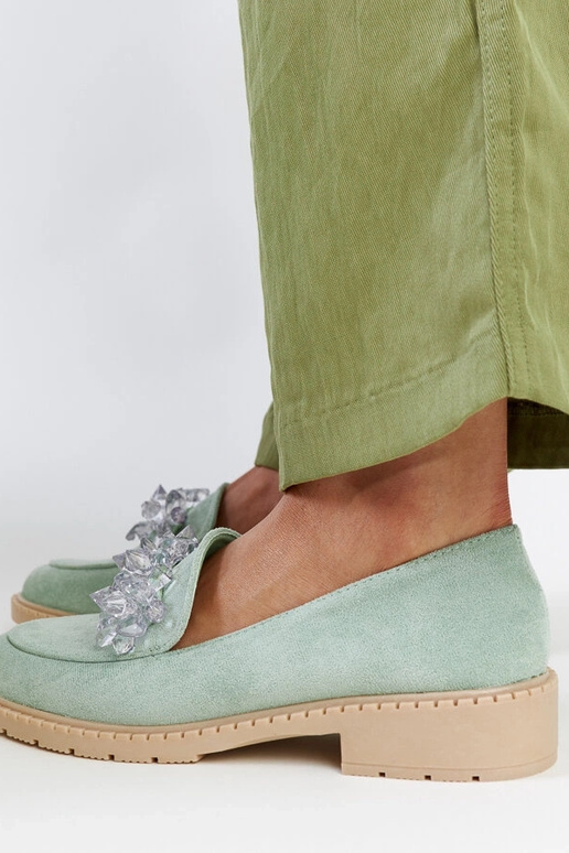 Mocassini in pelle scamosciata verde...