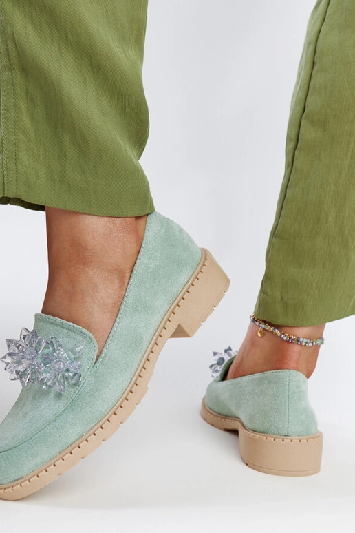 Mocassini in pelle scamosciata verde...