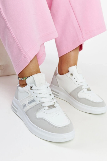 Sneakers con plateau Negisti bianche e grigie