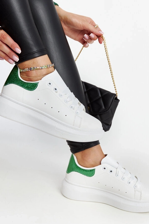 Sneakers in ecopelle bianca e verde...