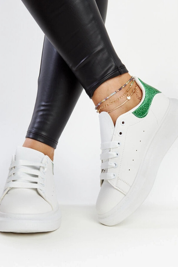 Sneakers in ecopelle bianca e verde Fatimah 2