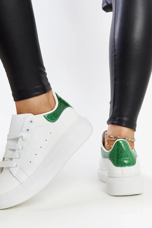 Sneakers in ecopelle bianca e verde...
