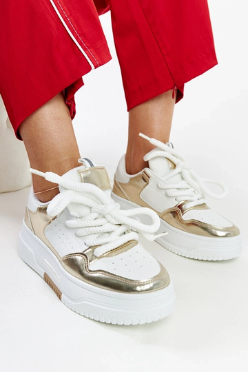 Sneakers Farkas con plateau alto bianche e oro
