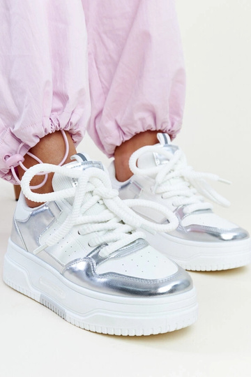 Sneakers alte con plateau Lengyel bianche e argento