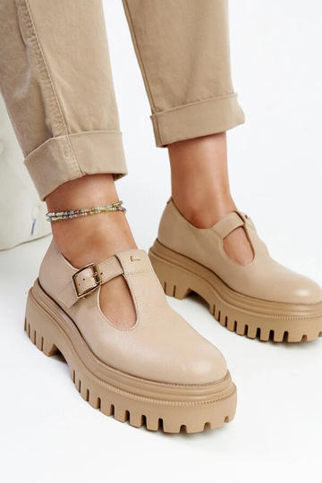 Scarpe basse beige scuro in pelle Karino
