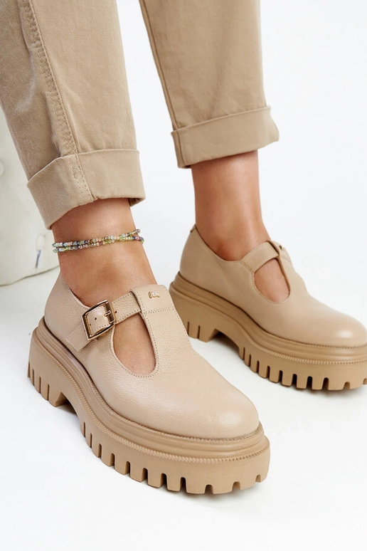 Scarpe basse beige scuro in pelle Karino