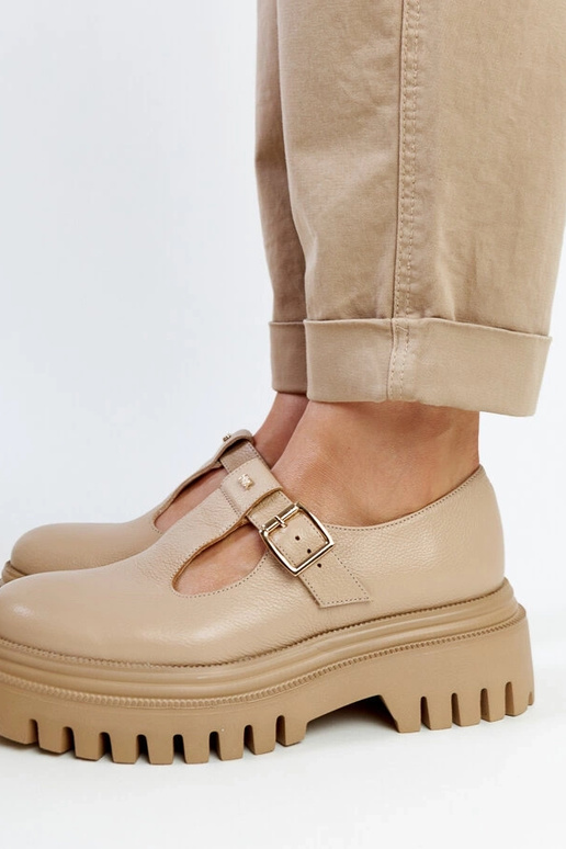 Scarpe basse beige scuro in pelle Karino