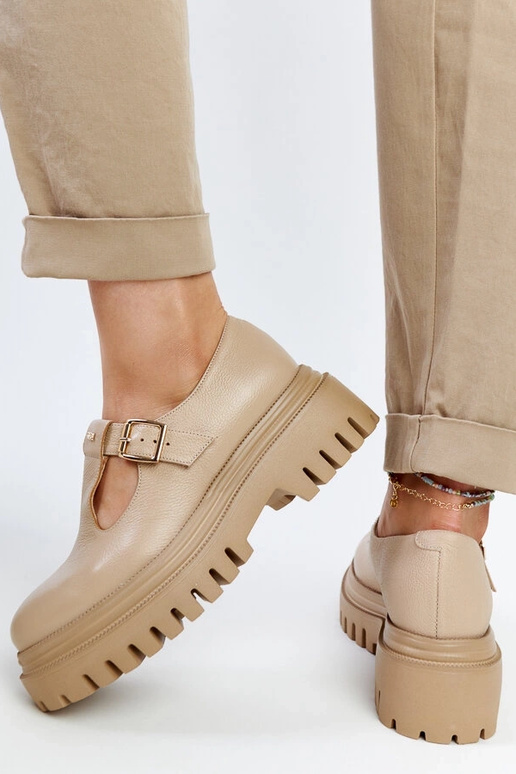 Scarpe basse beige scuro in pelle Karino