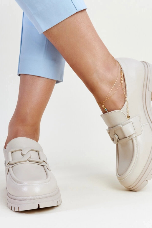 Scarpe basse beige con inserto in...