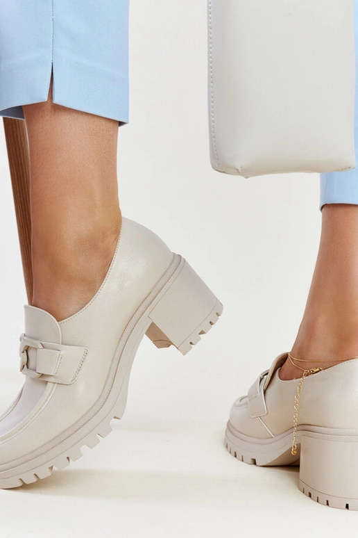 Scarpe basse beige con inserto in...