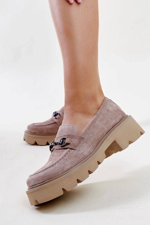 Mokasini in pelle beige Vinceza