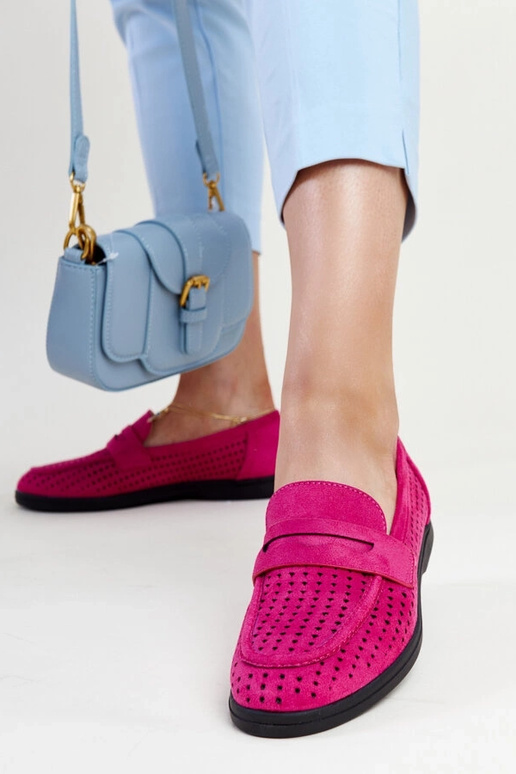 Mocassini in pelle scamosciata rosa...