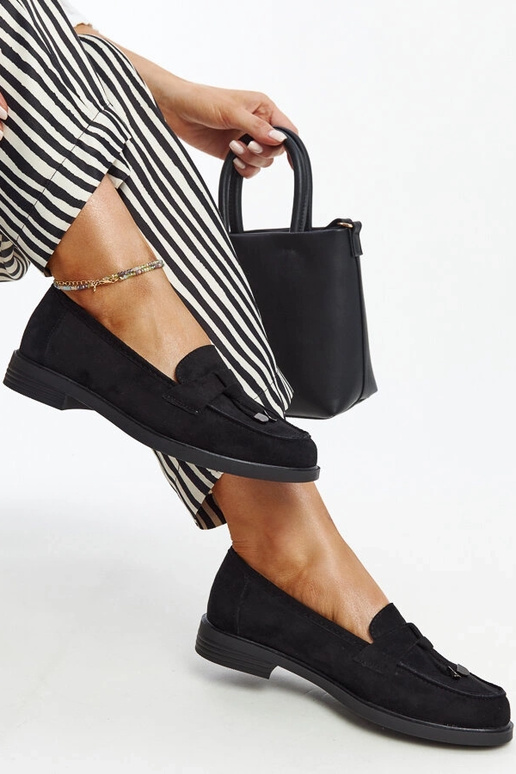 Mocassini in pelle scamosciata nera...