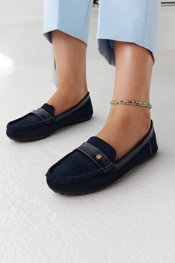 Mocassini in tessuto blu navy Fombio