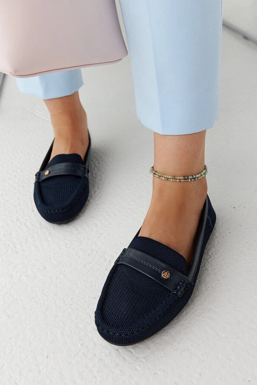 Mocassini in tessuto blu navy Fombio
