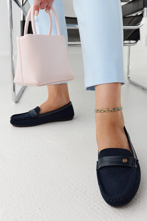 Mocassini in tessuto blu navy Fombio