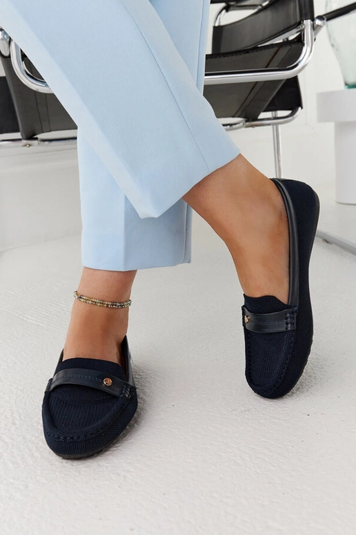 Mocassini in tessuto blu navy Fombio