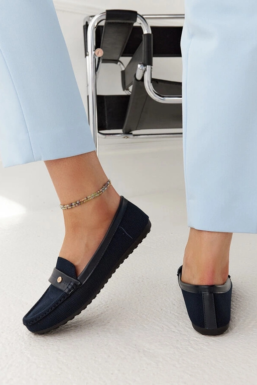 Mocassini in tessuto blu navy Fombio