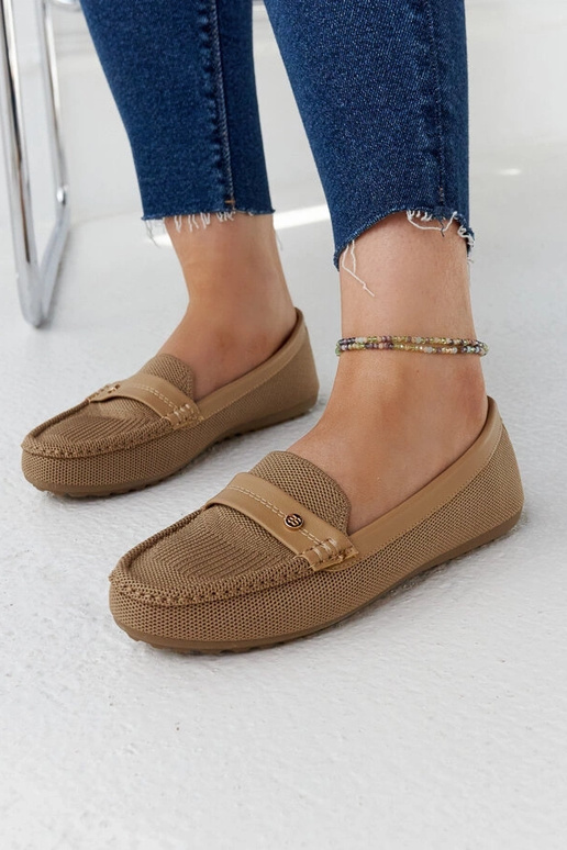 Mocassini in tessuto beige Fombio