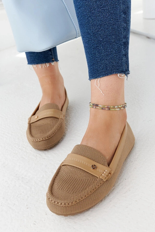 Mocassini in tessuto beige Fombio