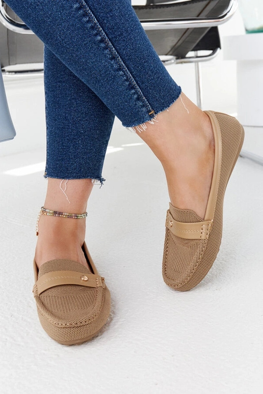 Mocassini in tessuto beige Fombio