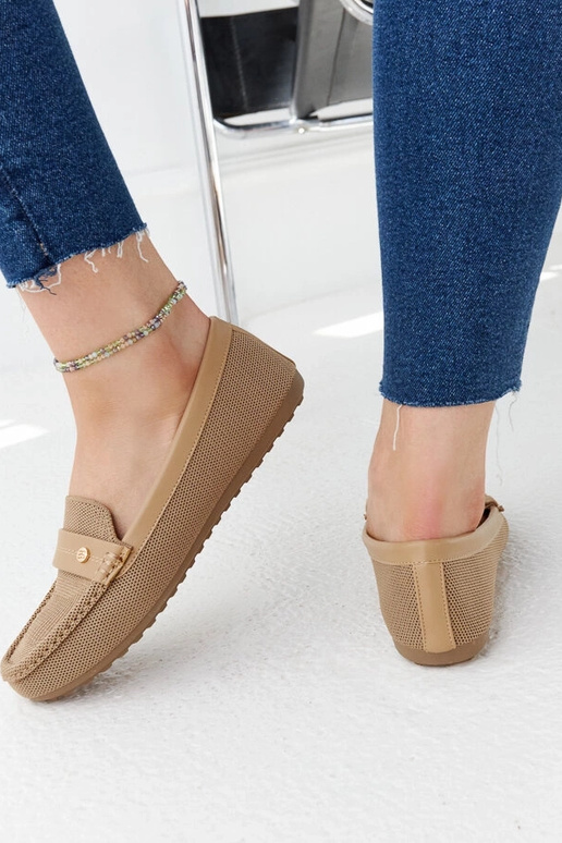 Mocassini in tessuto beige Fombio