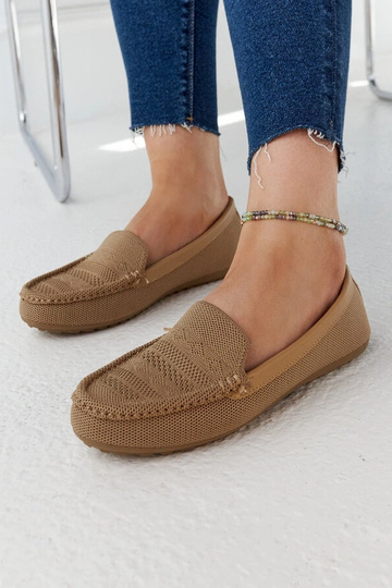 Mocassini in tessuto beige Fiammetta