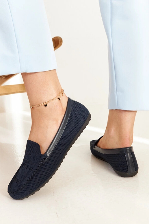 Mocassini in tessuto blu navy Fiammetta
