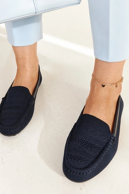 Mocassini in tessuto blu navy Fiammetta