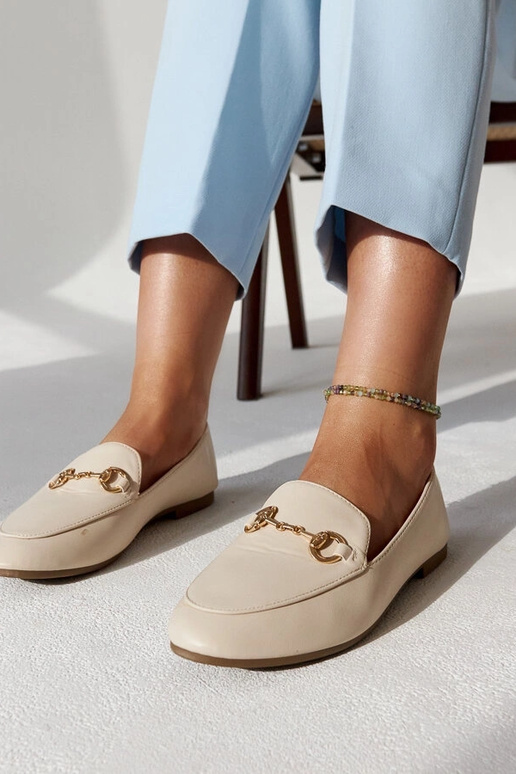 Mocassini beige con fibbia Erminia