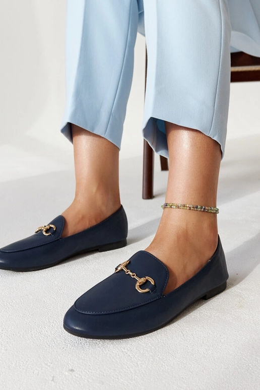 Mocassini blu con fibbia Erminia