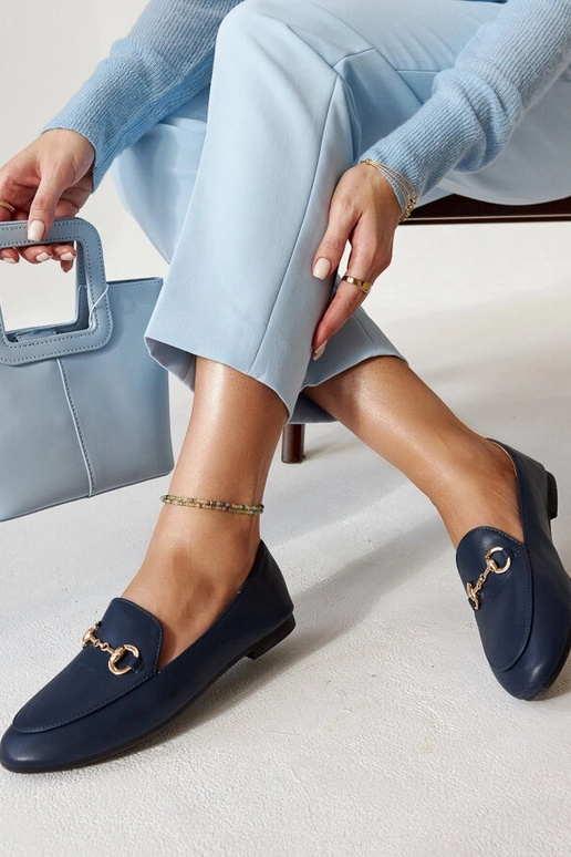 Mocassini blu con fibbia Erminia