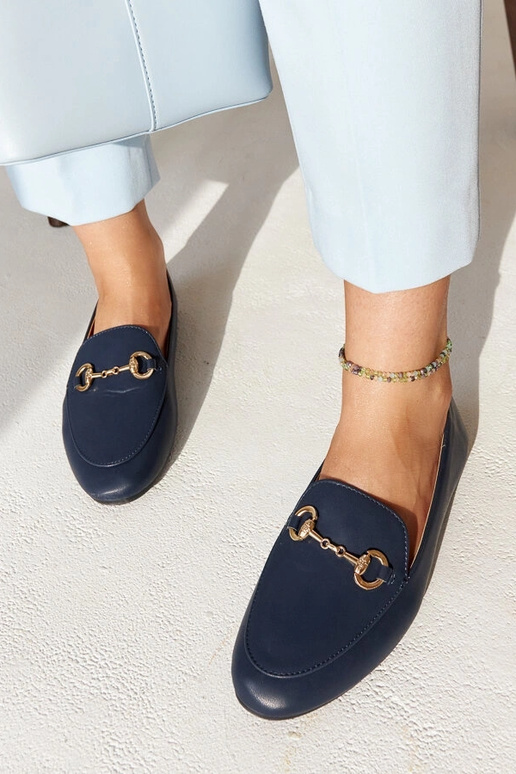 Mocassini blu con fibbia Erminia