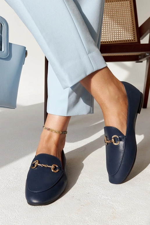 Mocassini blu con fibbia Erminia