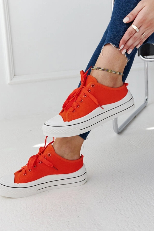 Sneakers con piattaforma Fiori arancioni