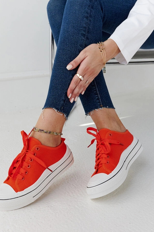 Sneakers con piattaforma Fiori arancioni