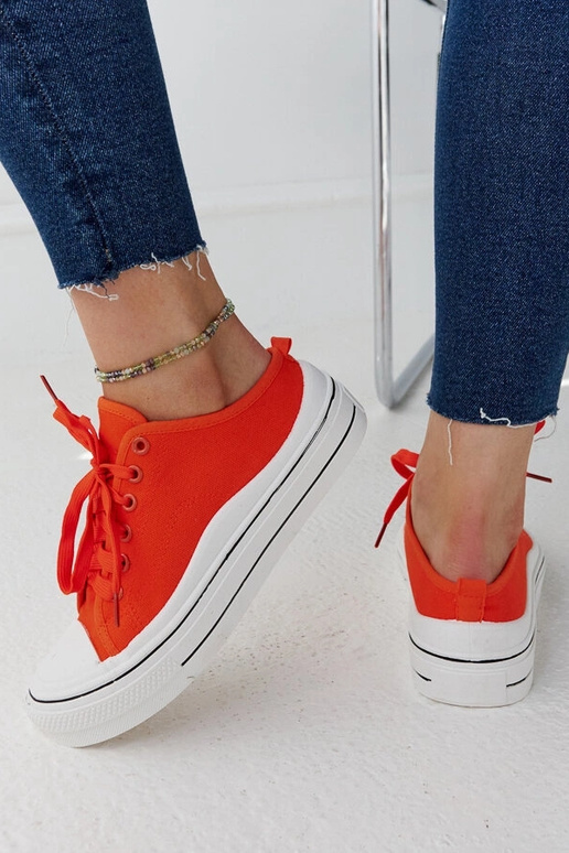 Sneakers con piattaforma Fiori arancioni