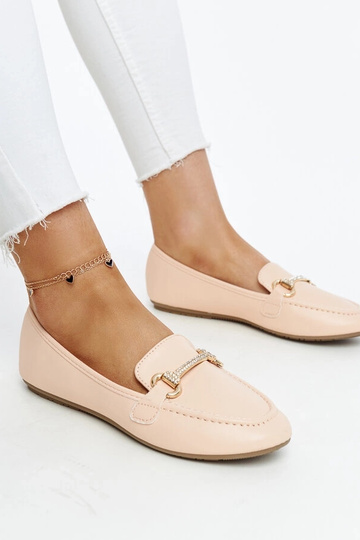 Mocassini beige con fibbia decorativa Paddy