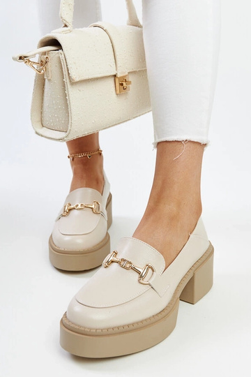 Scarpe con tacco alto in ecopelle beige Vinceza 2
