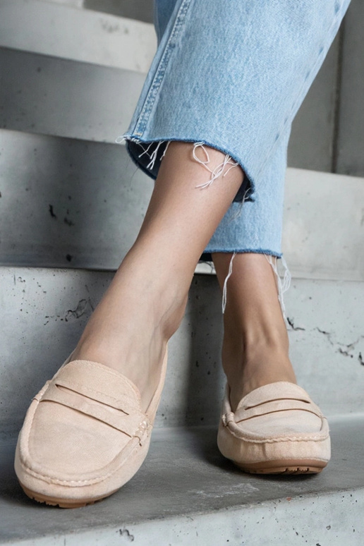 Mocassini color sabbia in scamosciato...